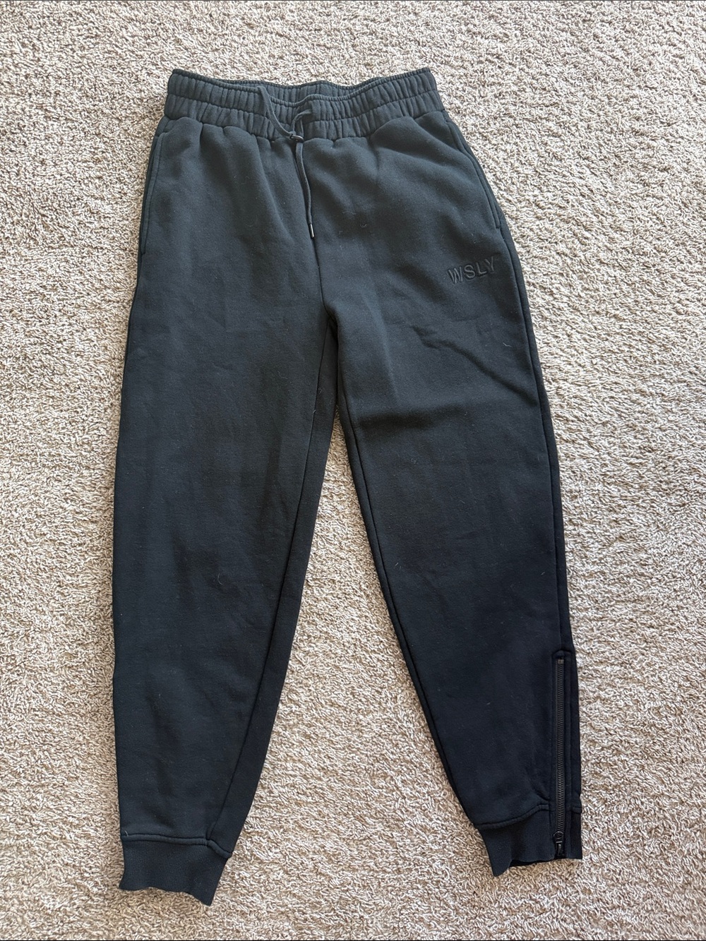 WSLY, Women Jogger Sweatpants Black Drawstring Size M